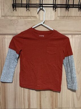 jumping beans Rust Red Long-Sleeve Tee with Heather Gray Sleeves